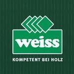 A green and white logo for weiss kompetenz bei holz.