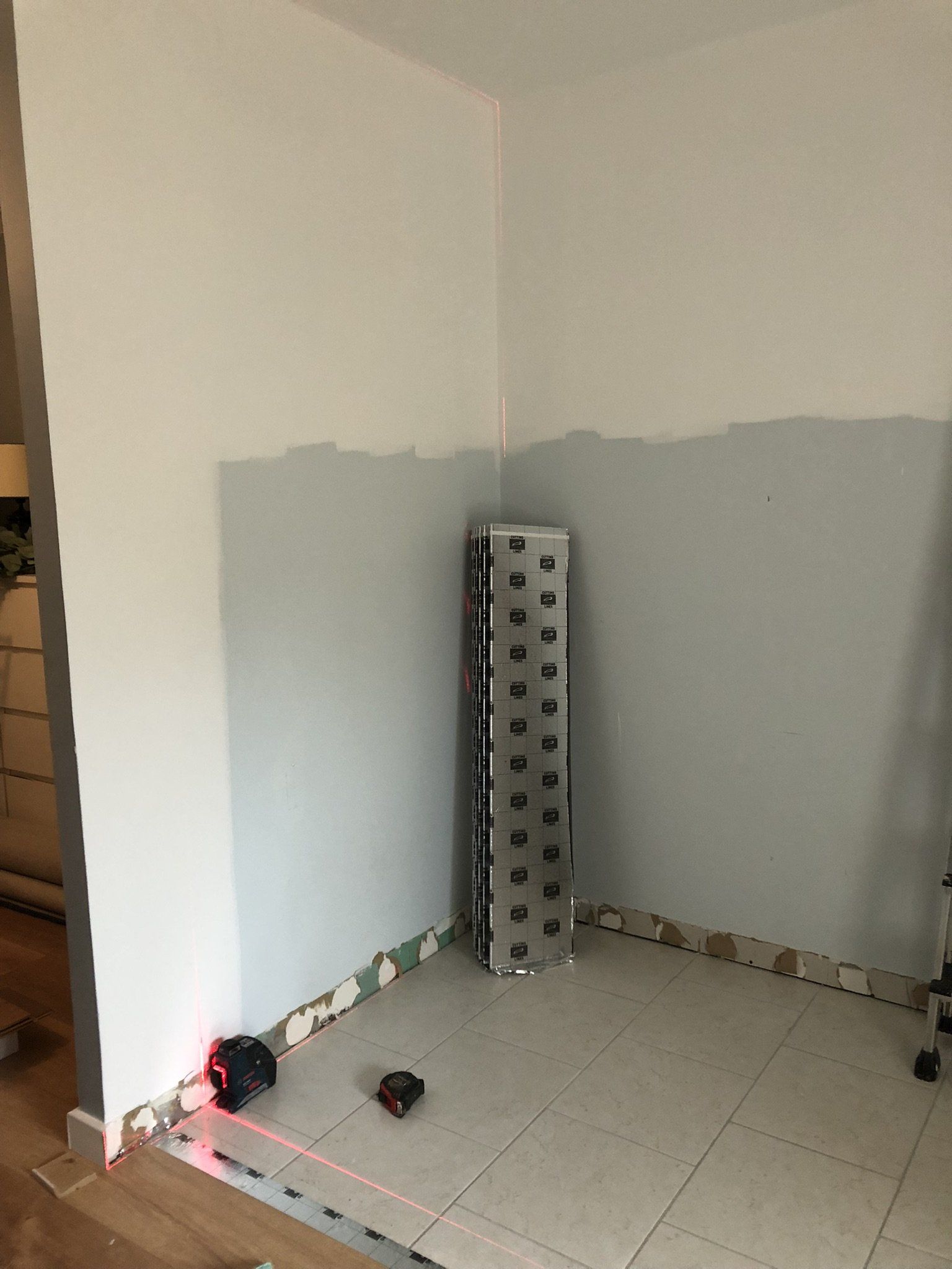 pose de peinture bleuté