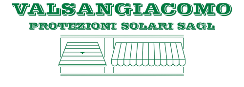 Logo VALSANGIACOMO in testo verde. Include testo per vari servizi di finestre e porte.