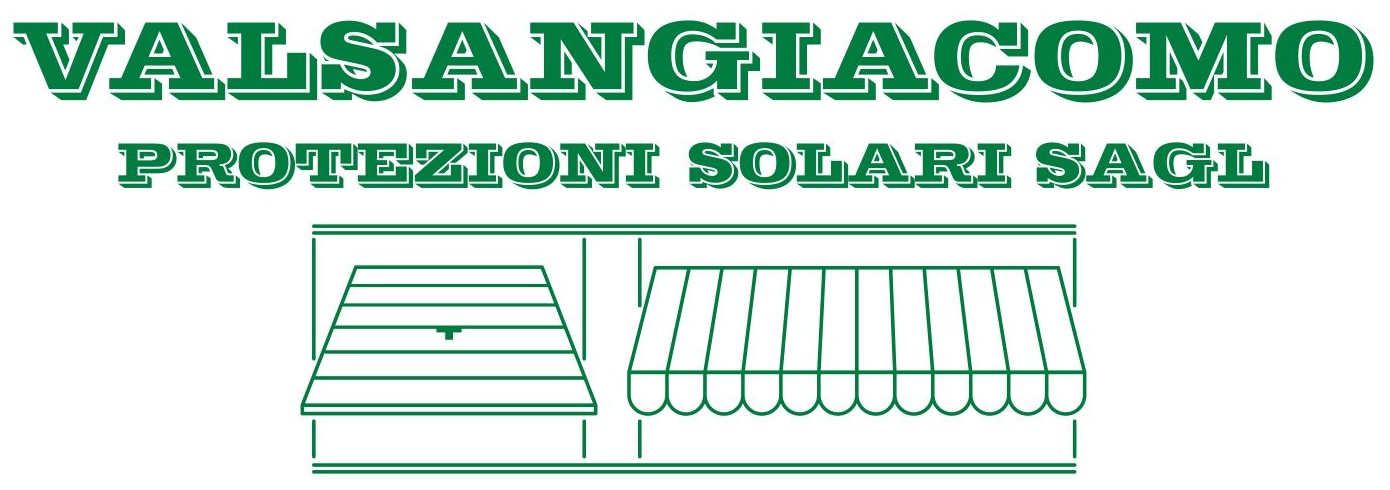 Logo verde "VALSANGIACOMO" con elenchi di prodotti e servizi per finestre/porte