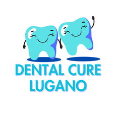Un logo per la cura dentale di Lugano con due personaggi di denti