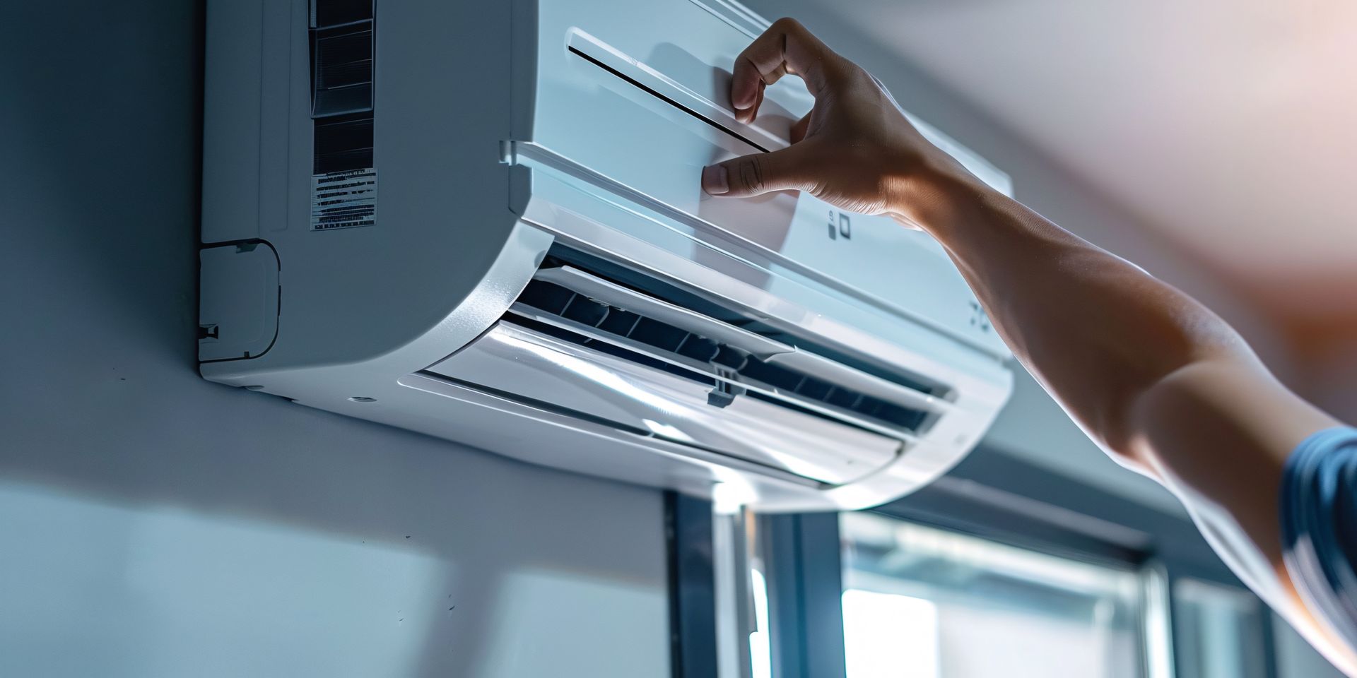 Main qui règle une unité intérieure de PAC