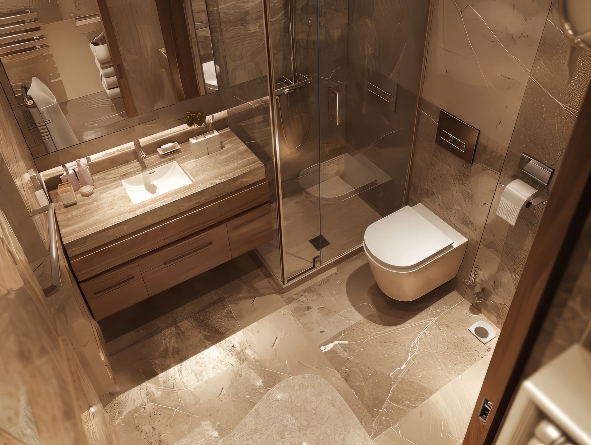 Douche à l'italienne dans une salle de bains