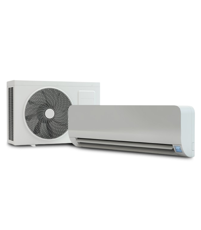 Une unité extérieure de PAC et un climatiseur