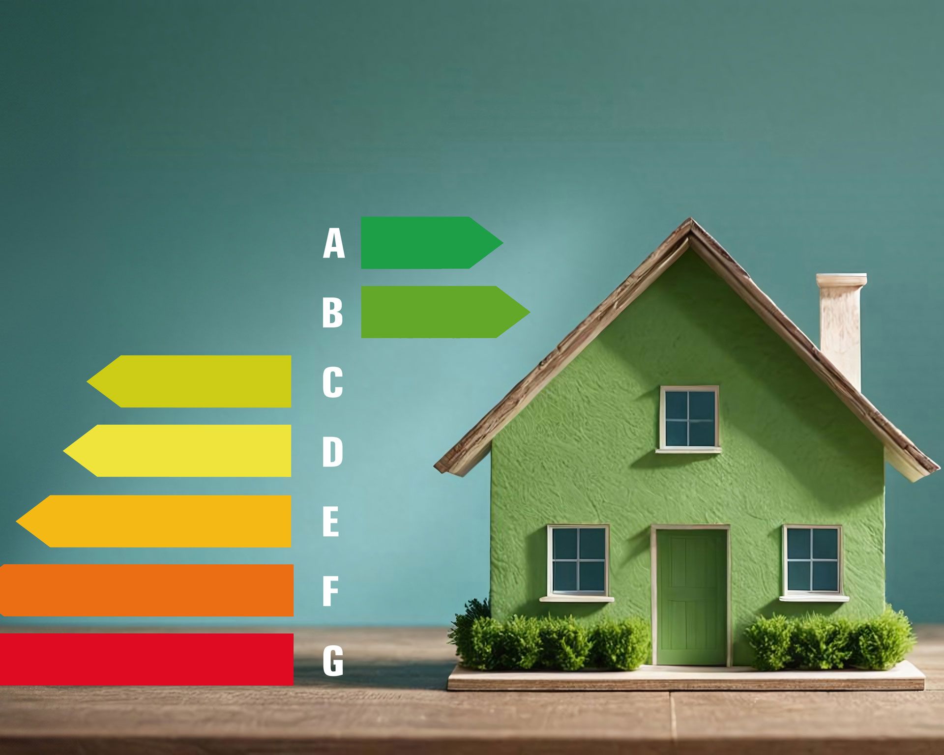 Illustration d'une maison verte et un diagramme de GES