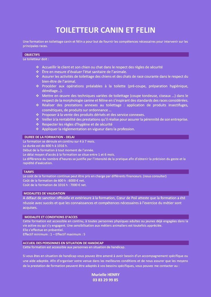 Plaquette explicative de formation