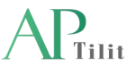 AP Tilit -logo vihreällä ja harmaalla tekstillä valkoisella taustalla