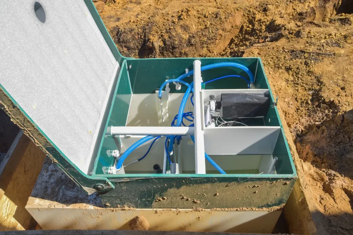 Tuberías y válvulas montadas en una pared oscura y texturizada; tuberías amarillas y grises.