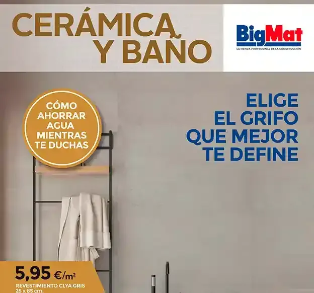 Un anuncio de bigmat ceramica y bano en español