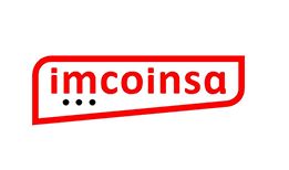 Un logotipo rojo y blanco para imcoinsa sobre un fondo blanco.