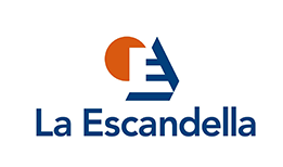 Un logo azul y naranja para la escandella