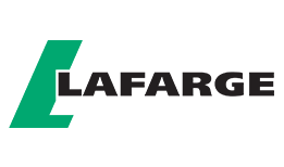 El logotipo de Lafarge es verde y negro sobre un fondo blanco.