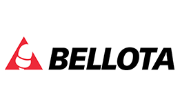 Un logotipo de bellota con un triángulo rojo sobre un fondo blanco.