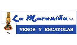 A blue and white logo for yesos y escayolas