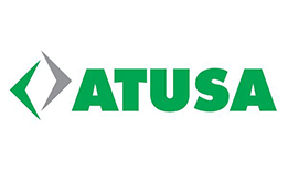 Un logotipo verde y blanco para una empresa llamada Atusa.