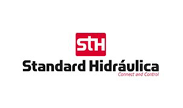 El logotipo de conexión y control hidráulico estándar es rojo y negro.