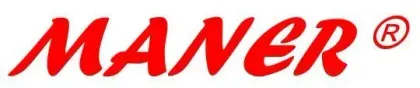 Un logotipo de Maner rojo sobre un fondo blanco