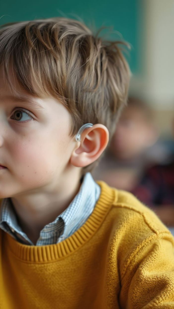 Enfant avec un appareil auditif