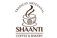 Logotipo de Shaanti Coffee & Bakery con taza humeante y texto &ldquo;Tradici&oacute; Artesanal&rdquo;