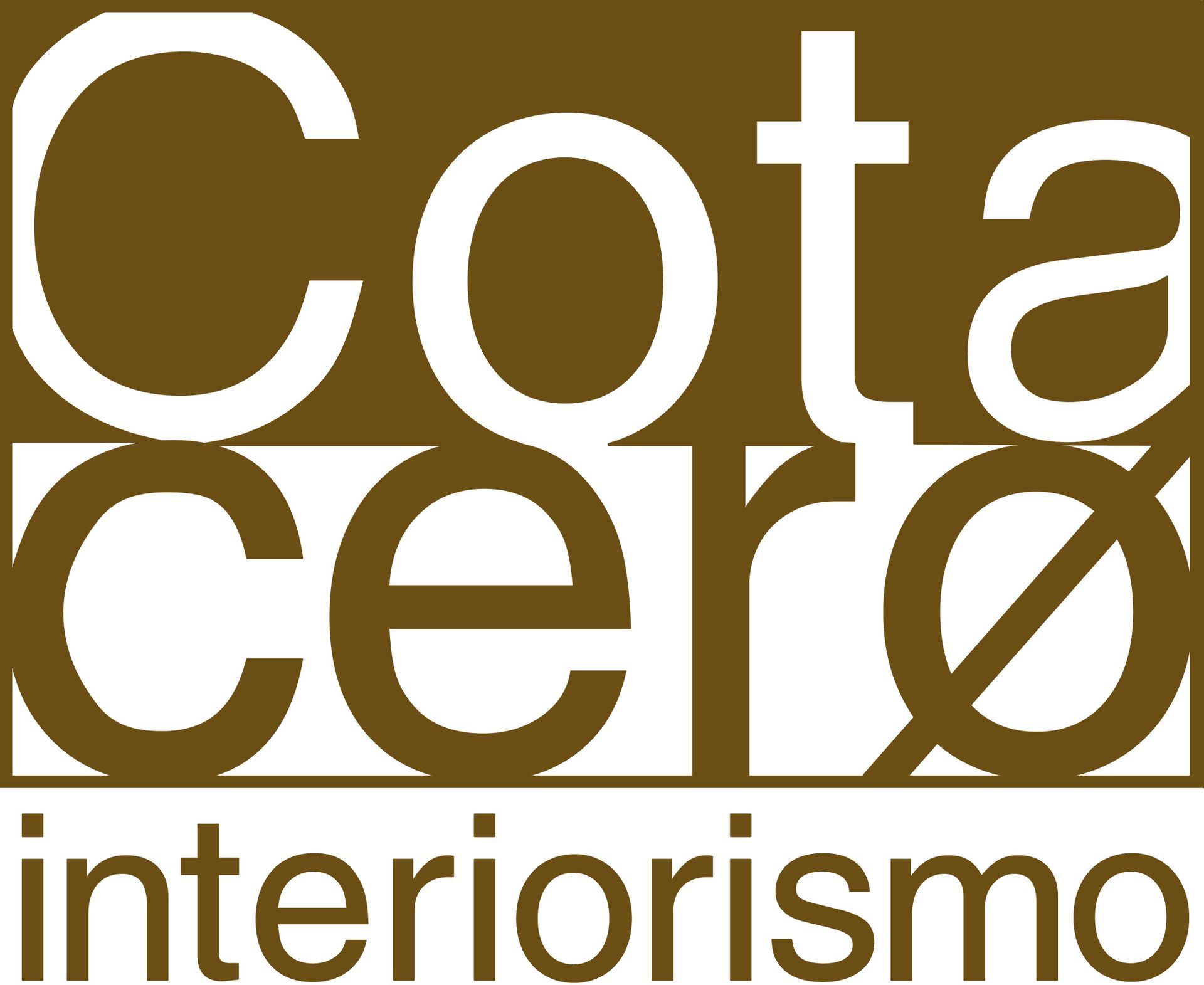 Un logotipo marrón y blanco para cota interiorismo.