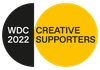 Un logotipo negro y amarillo para los patrocinadores creativos de WDC 2022