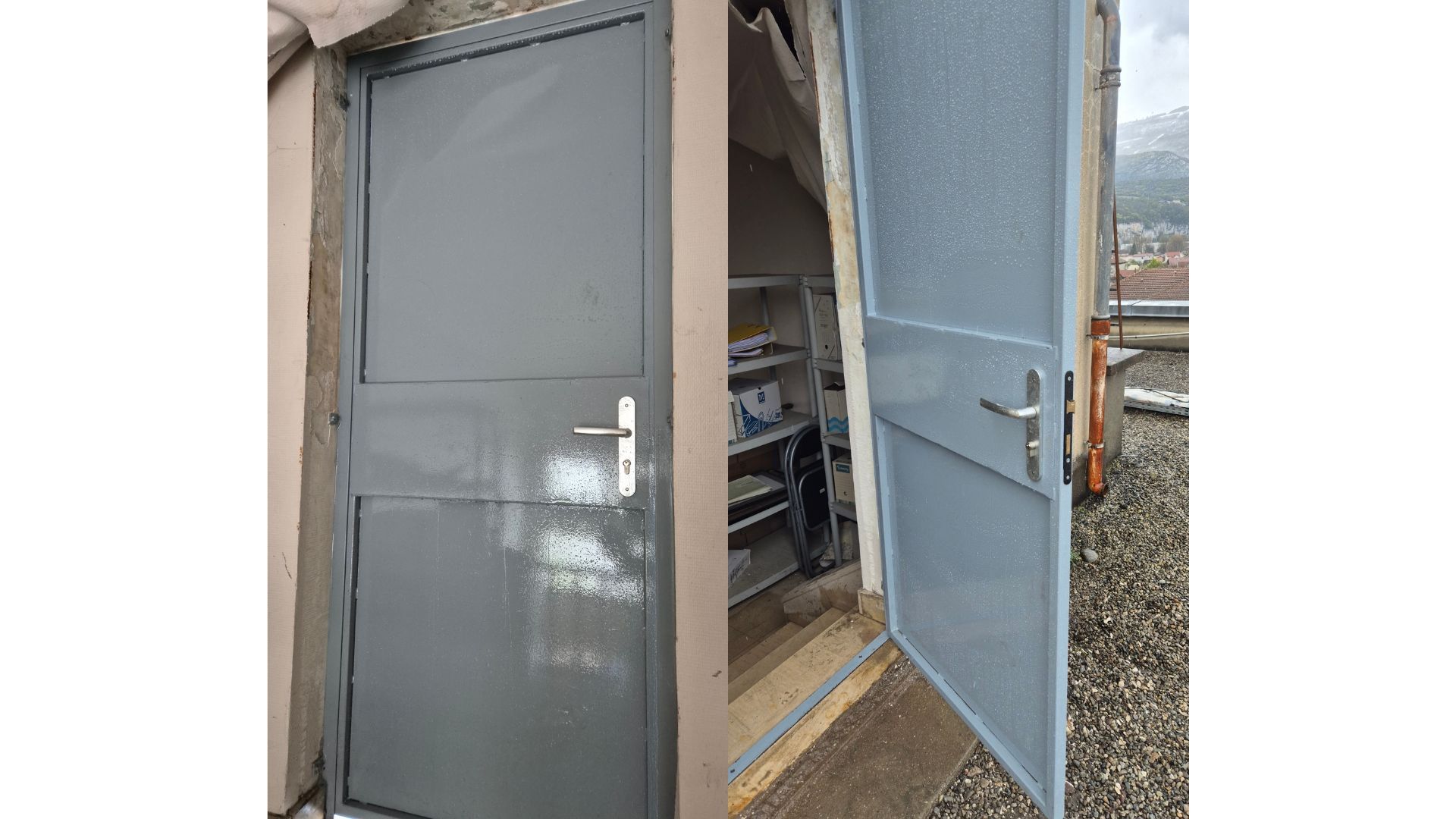 Porte metallique avec bandeau ventouse