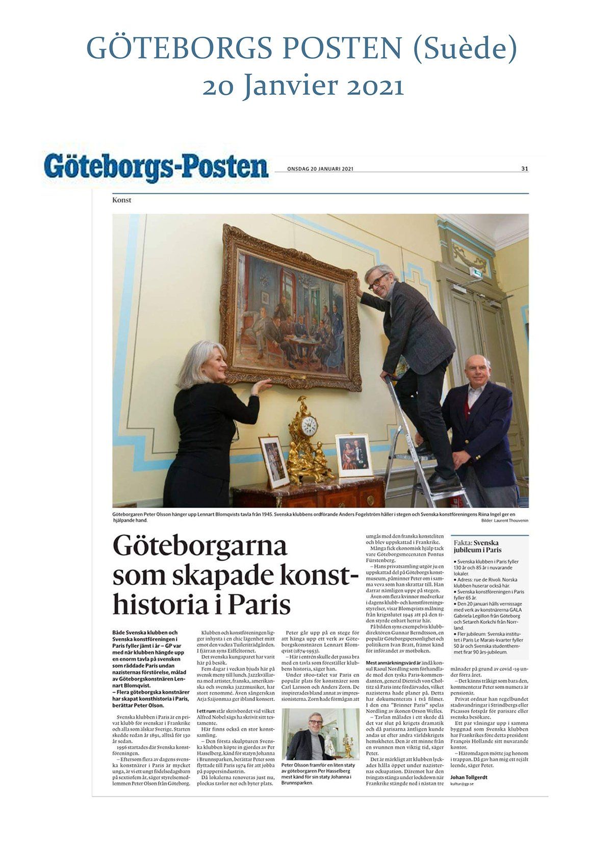 Göteborgs Posten - Janvier 2021