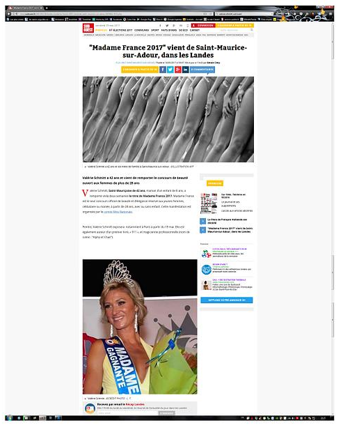 Capture d'écran d'une page web montrant un titre et une femme portant une couronne et une écharpe.