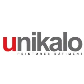 Le logo d'Unikalo, avec le mot « unikalo » en rouge et gris, et le texte « PEINTURES BÂTIMENT » en dessous.