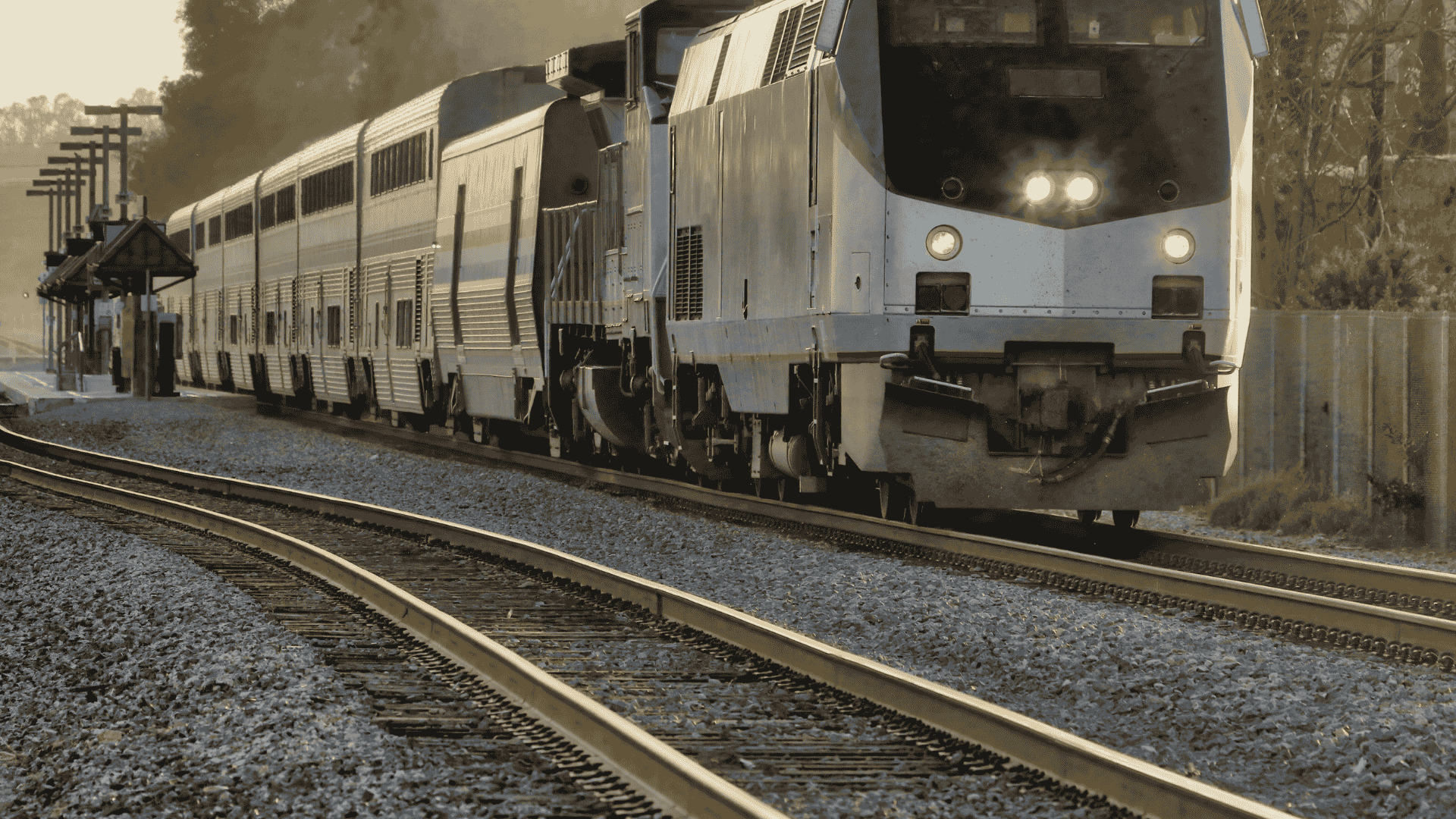 Train on tracks traveling toward Deadwood, South Dakota