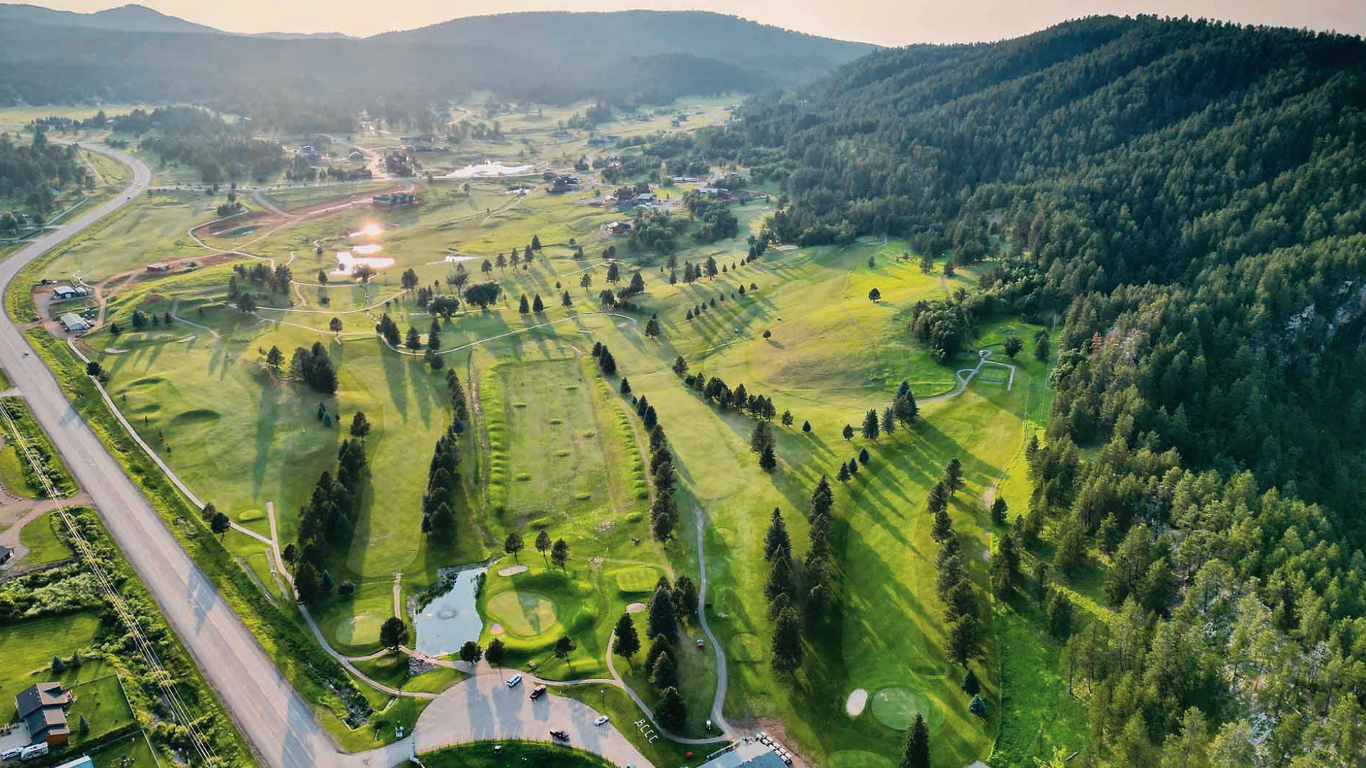 Overhead view of Boulder Canyon Country Club golf greens