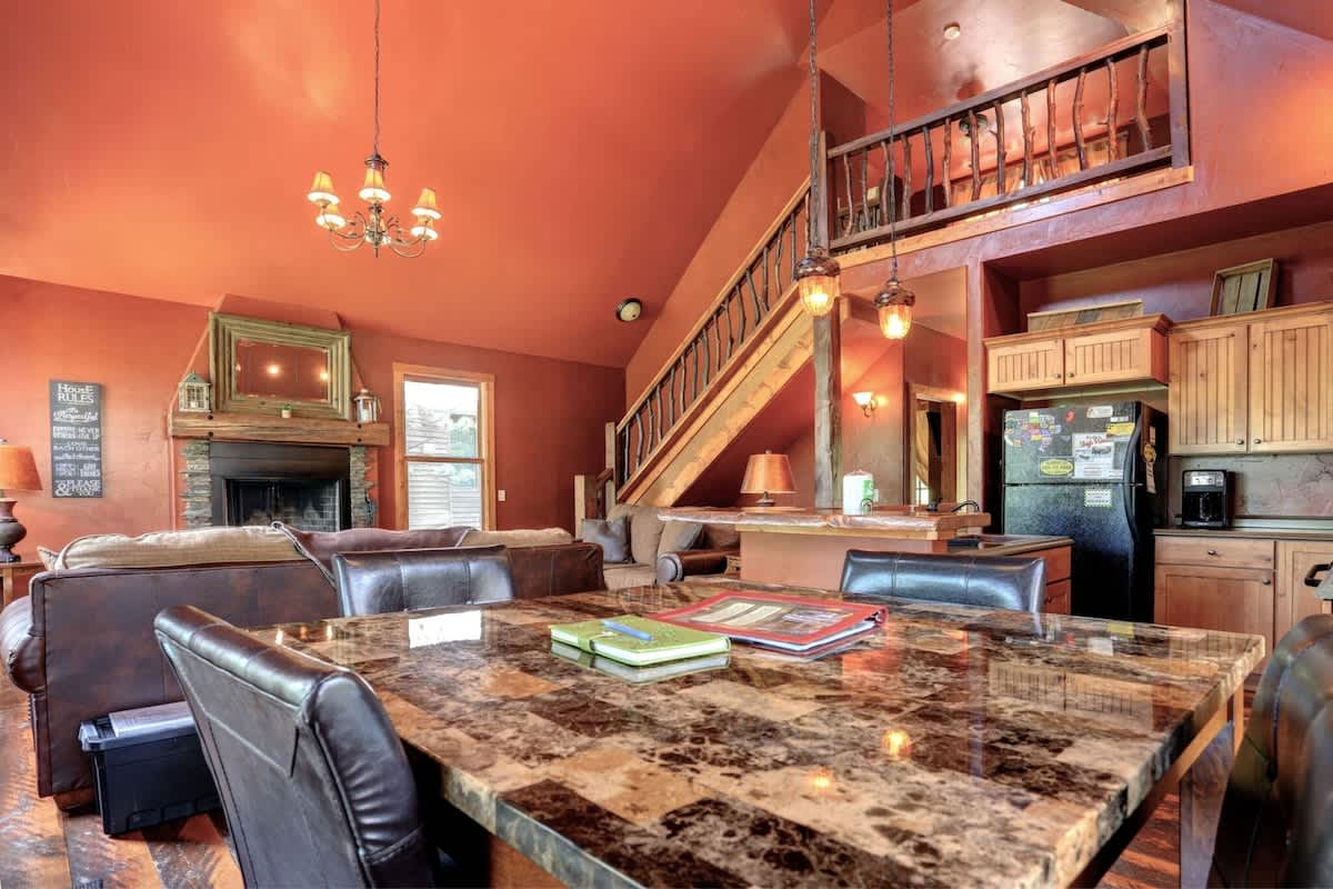 Mercantile Cabin's cozy living spaces  in the Black Hills