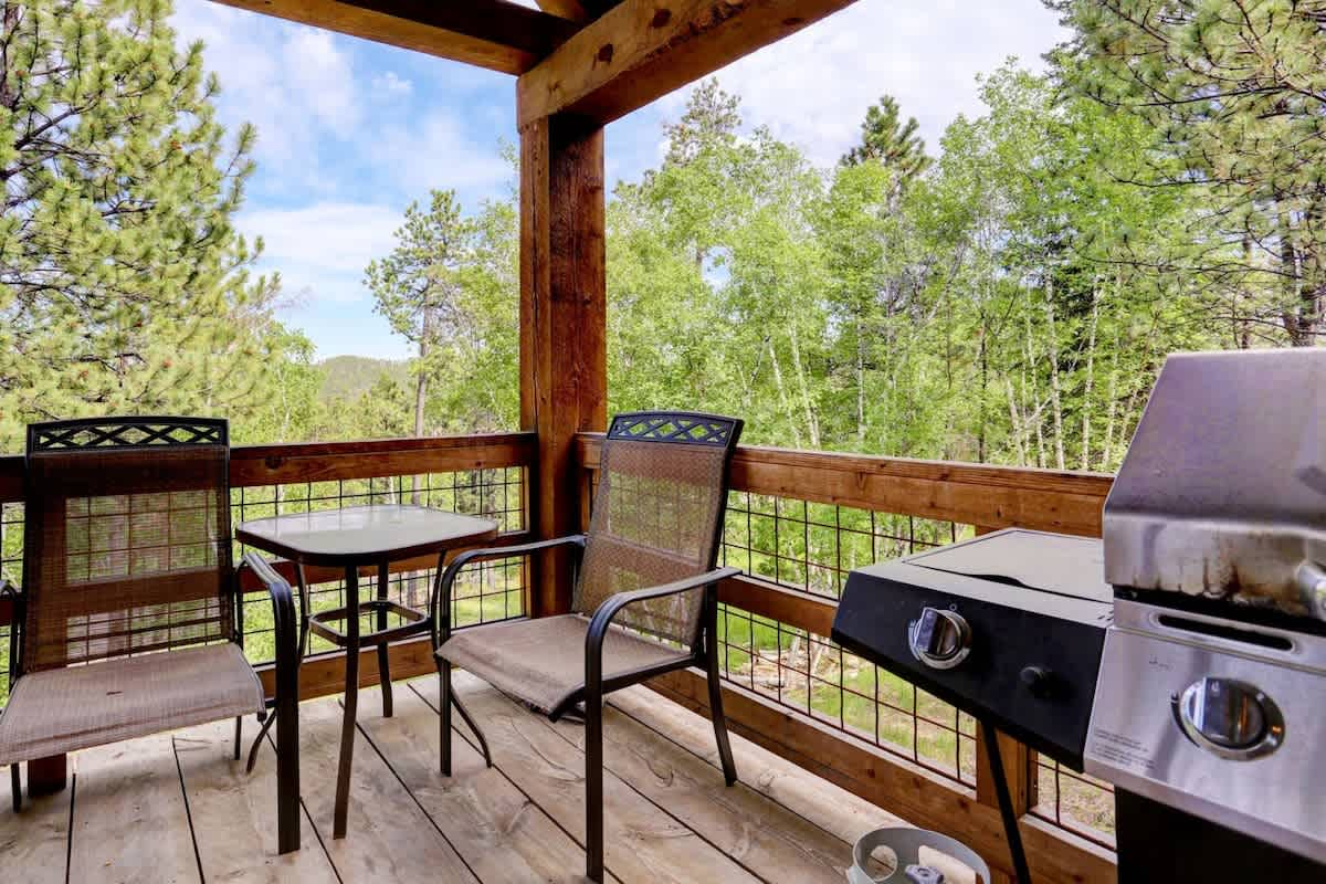 Mercantile Cabin's Private Patio with Mountain Views  in the Black Hills