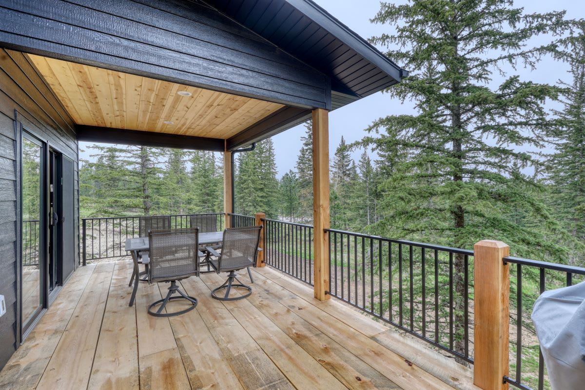 Shadow Pines Lodge's outdoor patio overlooking the Black Hills