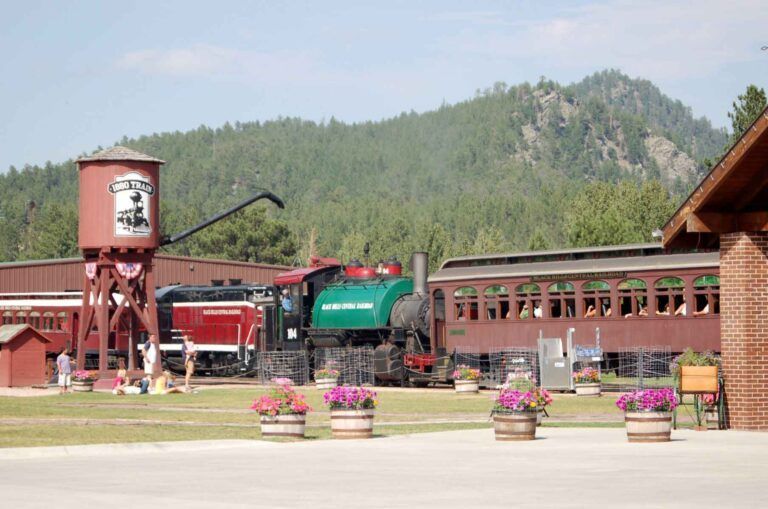 An old trainyard in the historic town of Hill City SD
