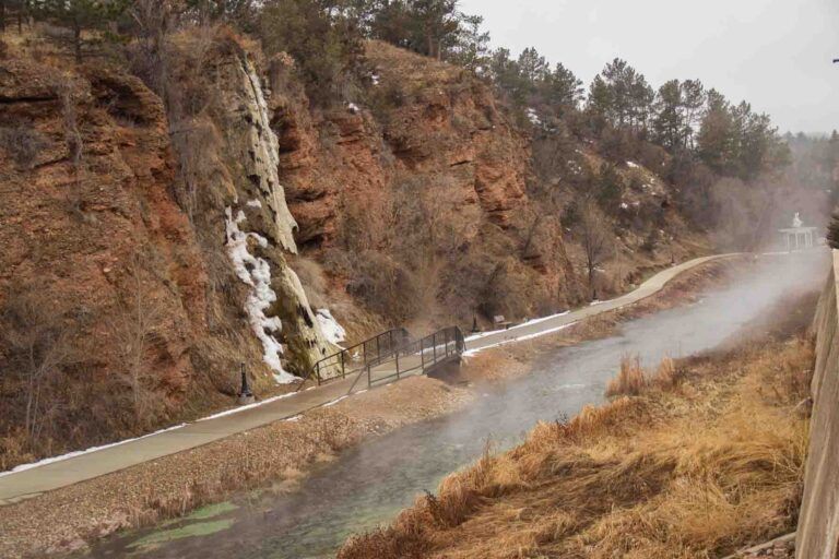 Mountain pathway along thermal springs in Hot Springs SD