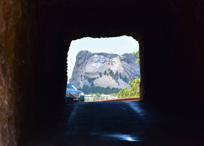 Beautiful tunnel view of Mount Rushmore located in Black Hills SD