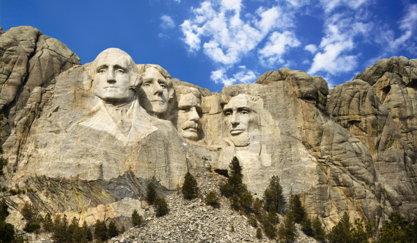Clear view of the historic Mount Rushmore located in Black Hills SD