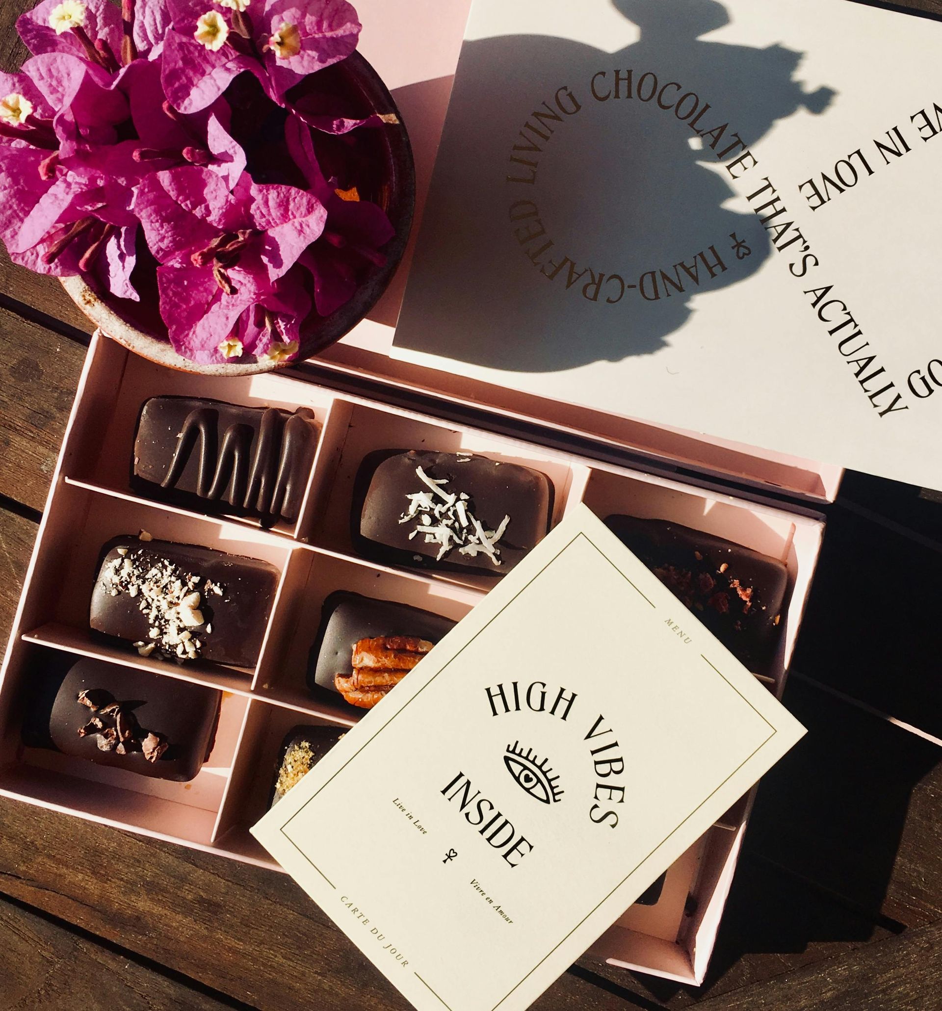 Gourmet boxed chocolates ready to be savored