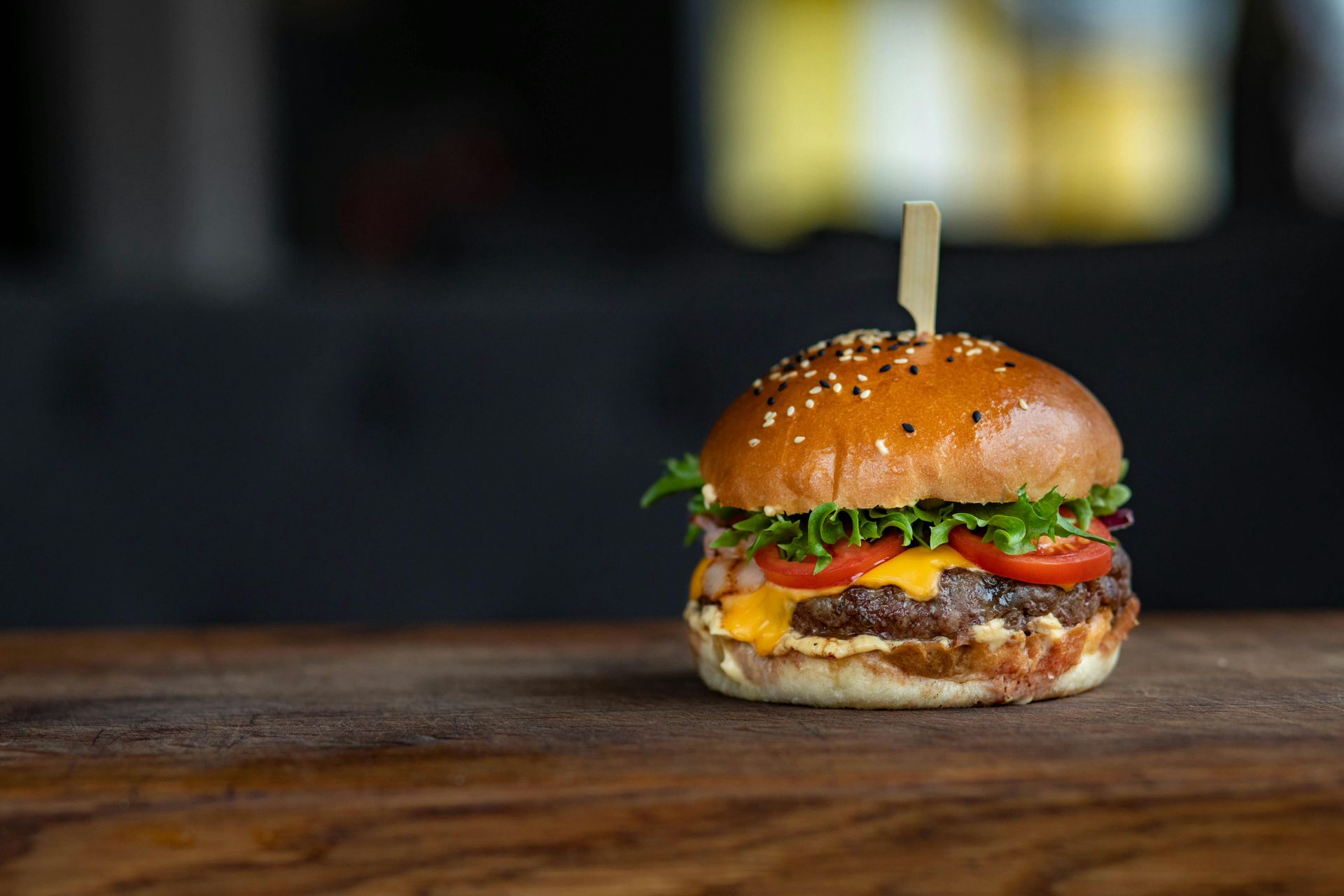 Simple, classic burger ready to be served to a family