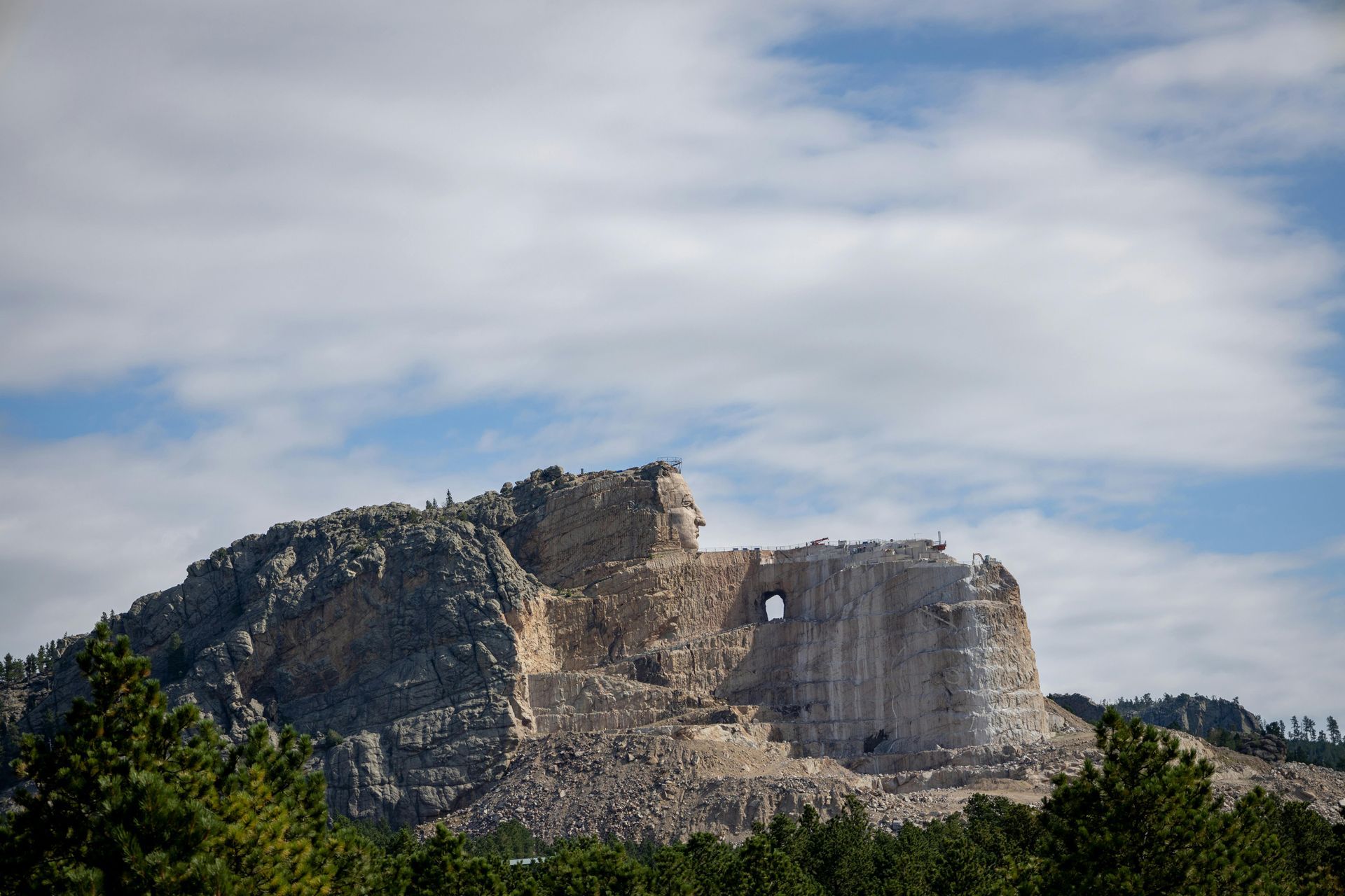 Side profile view of Crazy Horse Memorial located in South Dakota