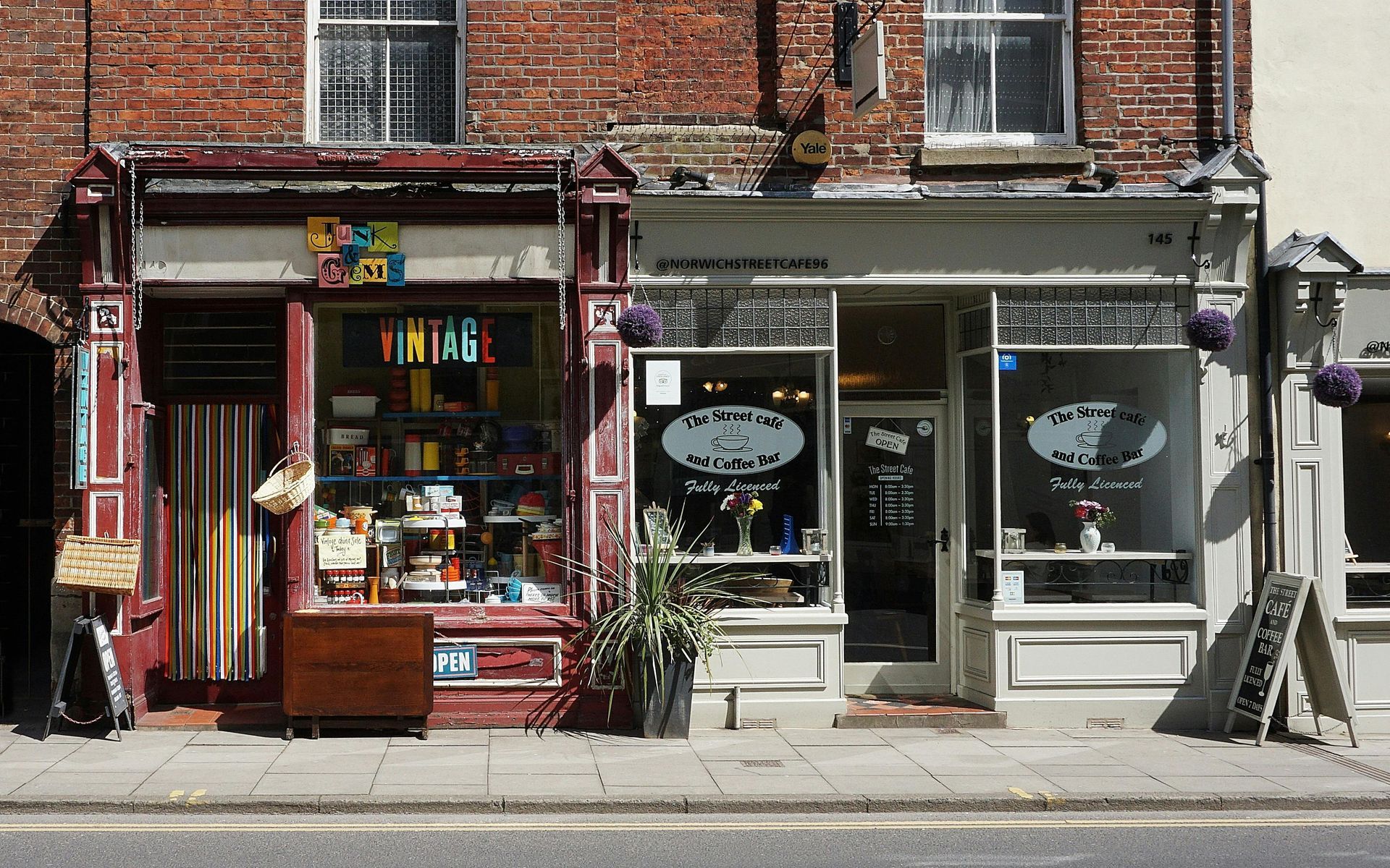 Outdoor view of small town shops