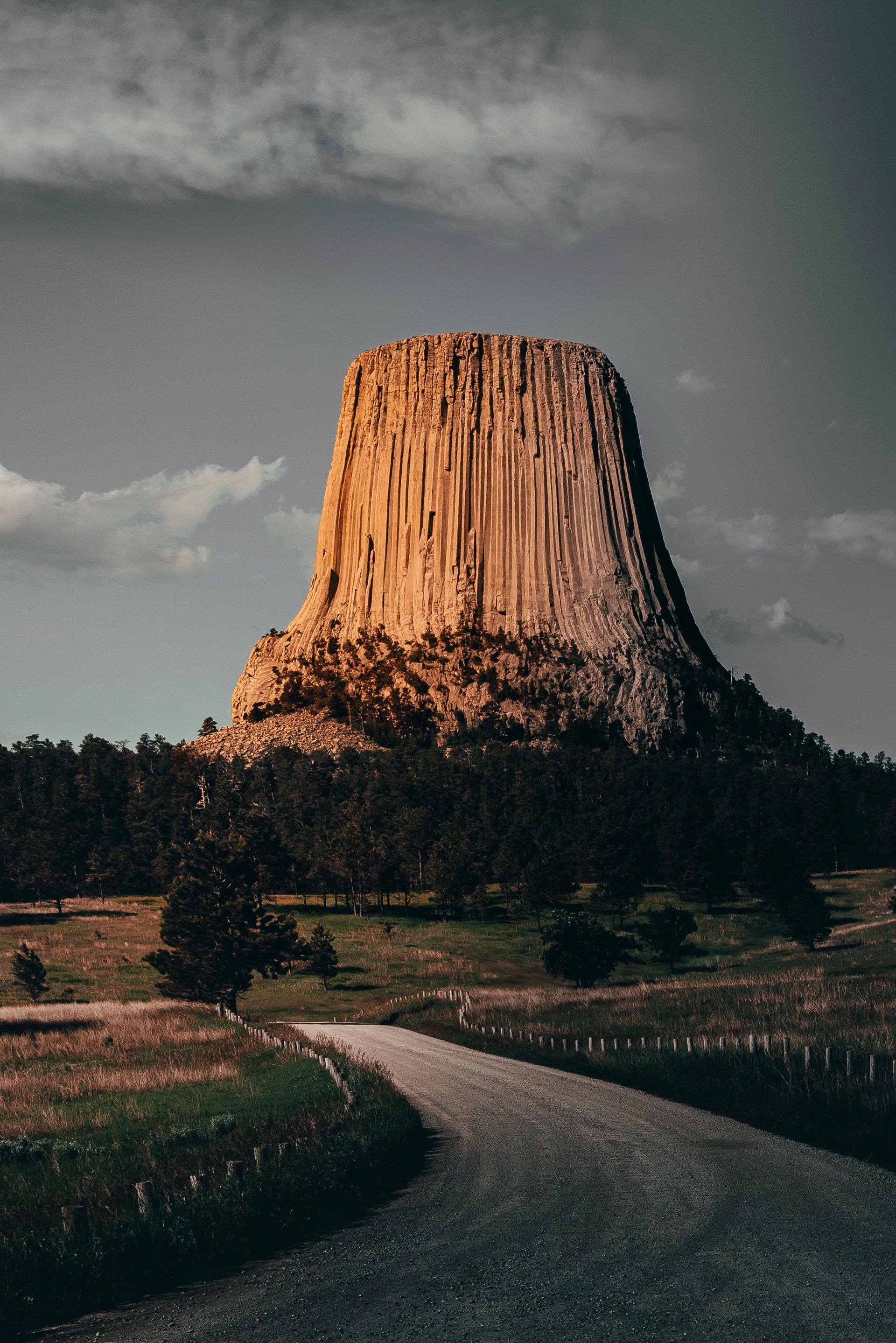 Close view of Devil's Tower located in South Dakota