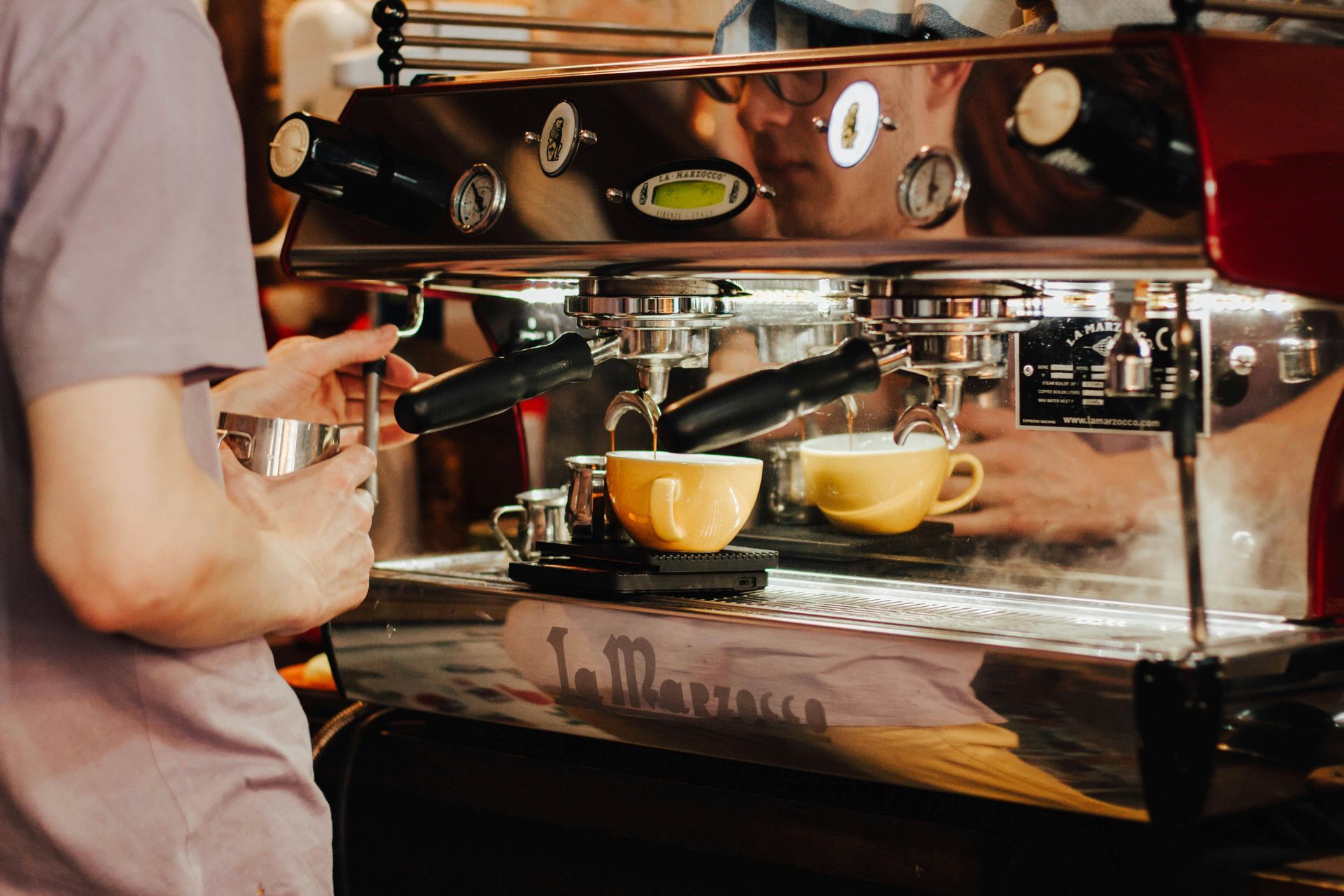 Coffee machine brewing up a freshly roasted morning brew