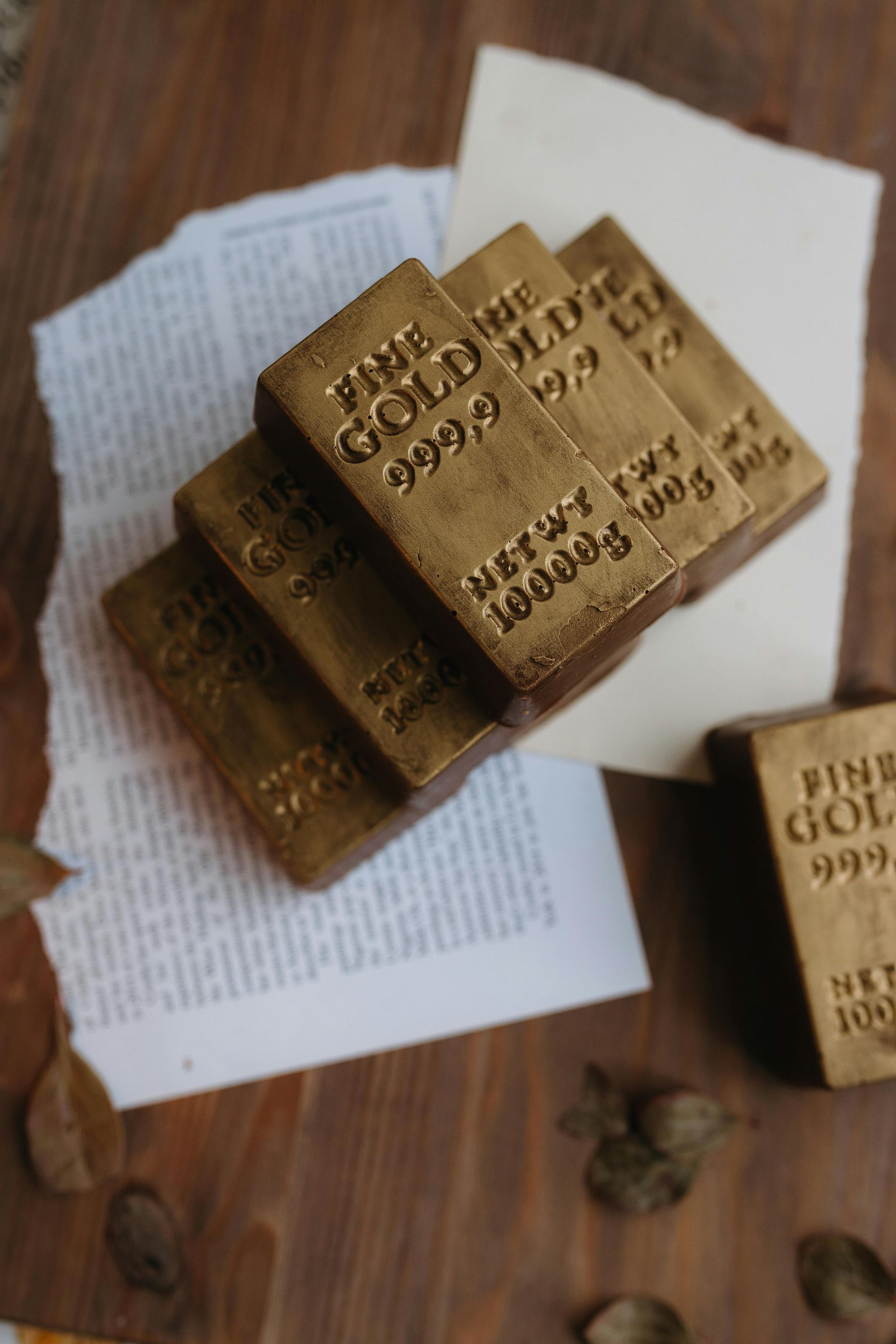Gold blocks stacked together on display at a gold mine museum