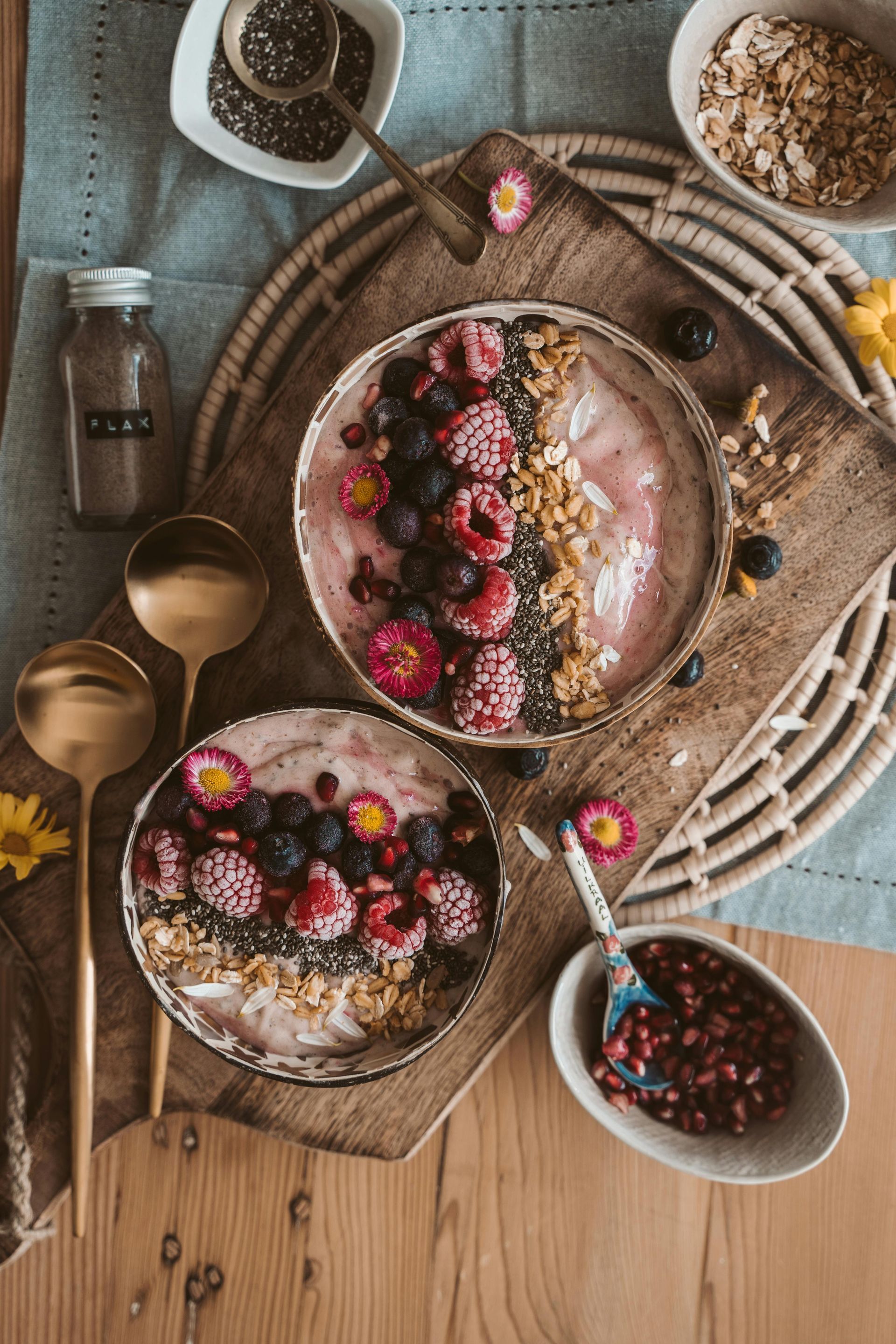 Coffee shop with smoothie bowls and various toppings
