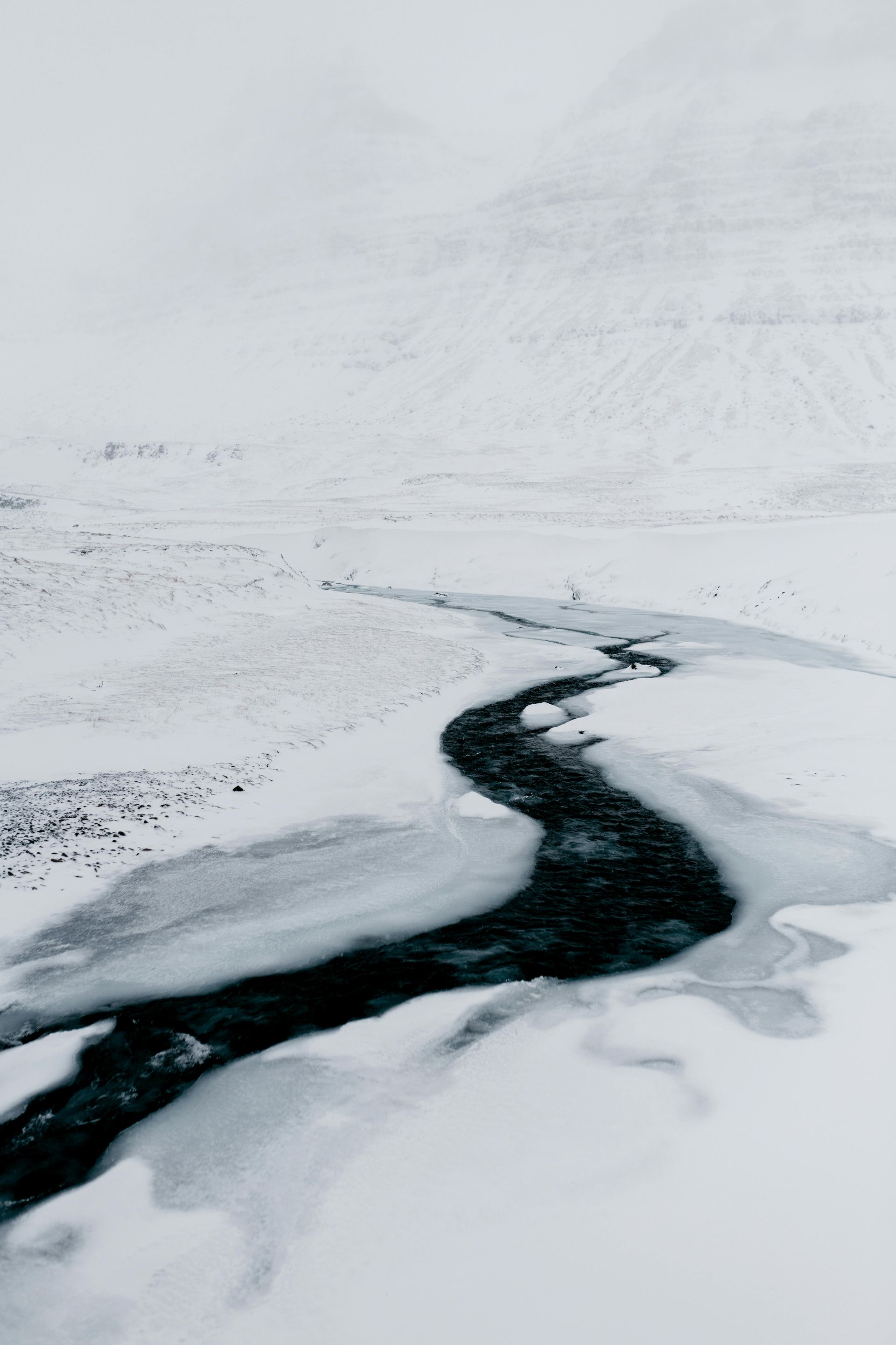 Breathtaking snow covered river landscape