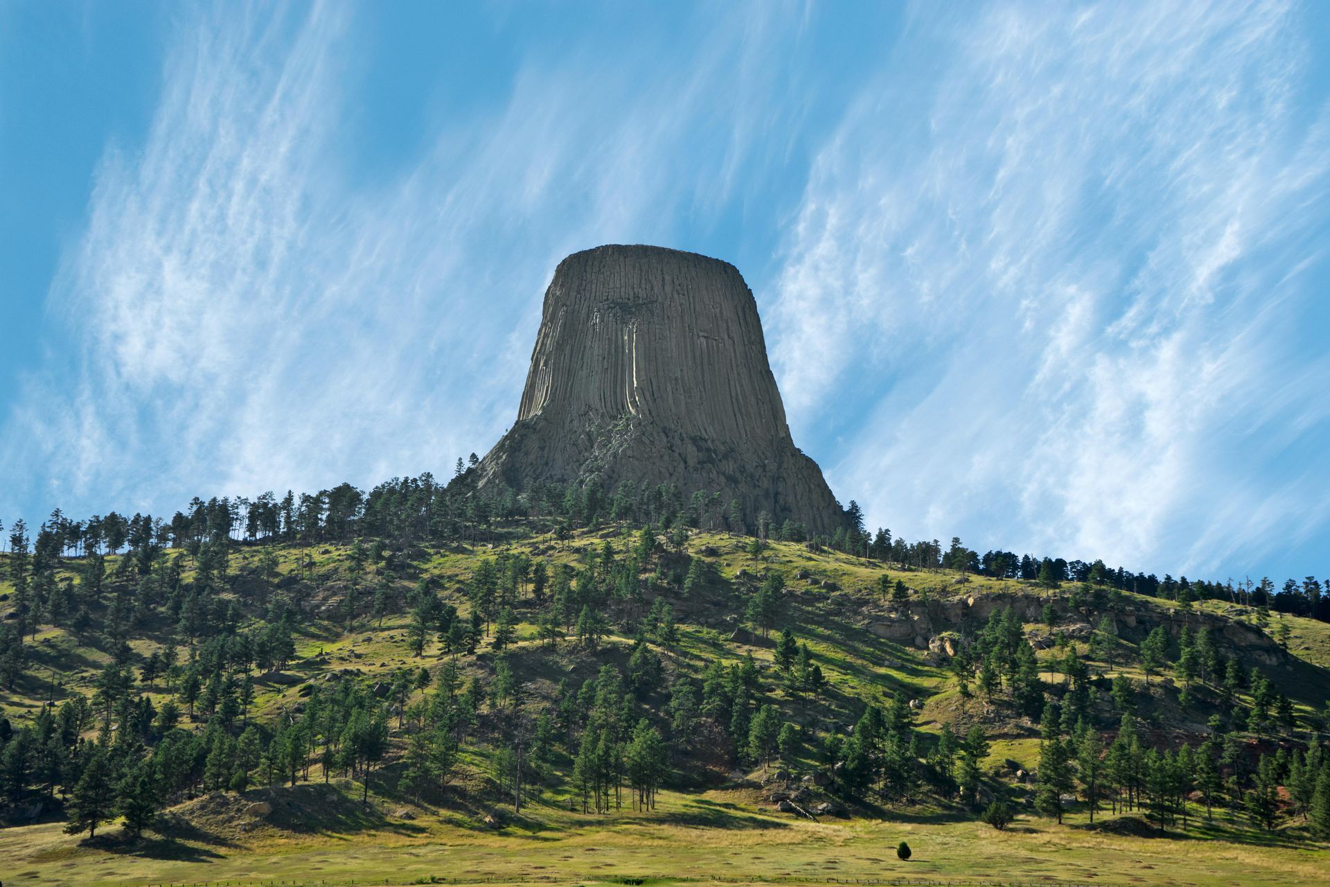 Devil's Tower in South Dakota on a clear day