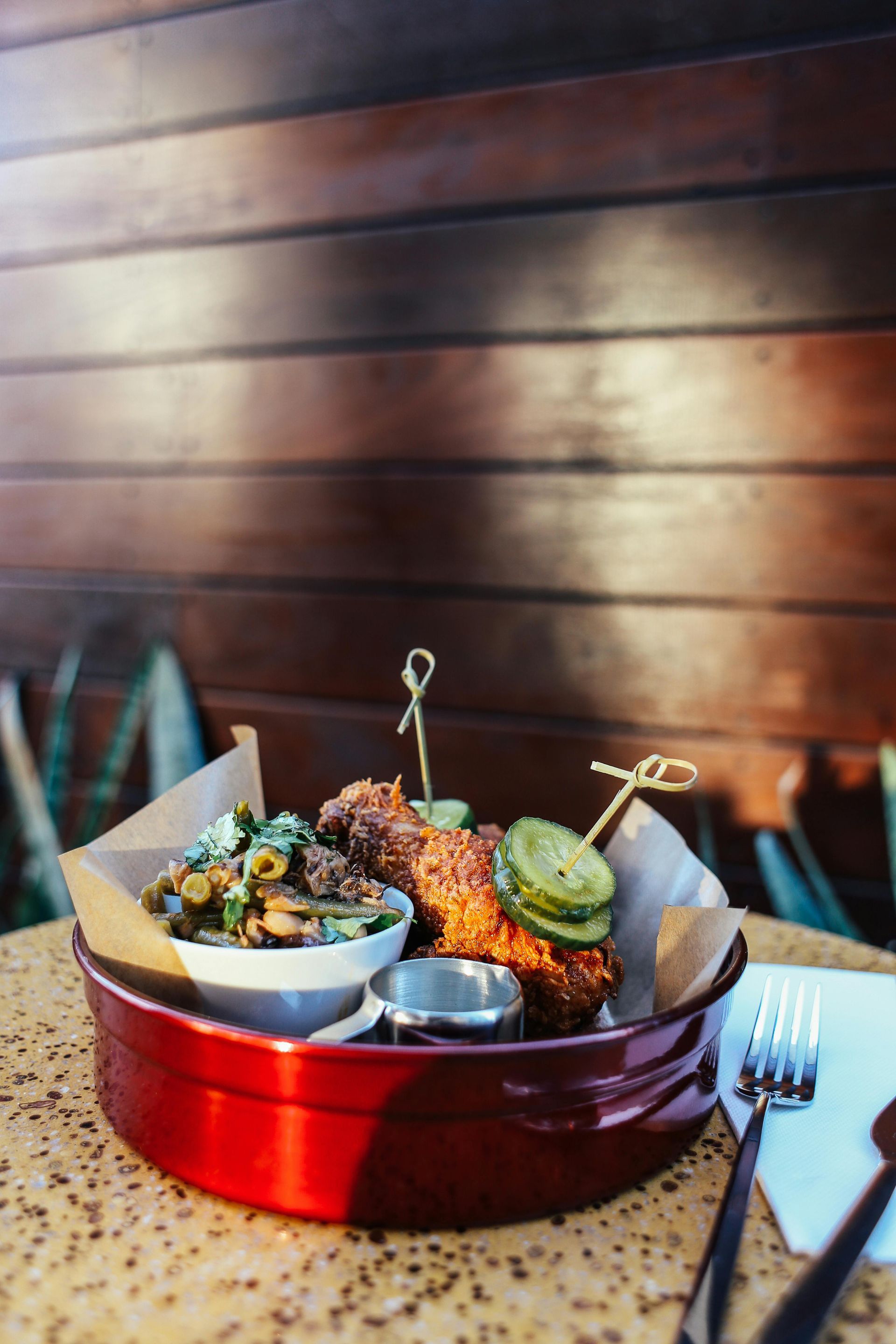 food basket to display the delicious foods in Deadwood at a restaurant 