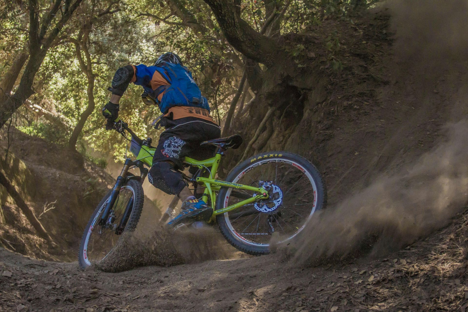 Outdoor recreation biking through the dirt trails